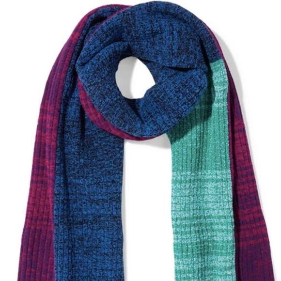 3.1 Philip Lim Patchwork marled ribbed knit scarf multi colored - Picture 2 of 5